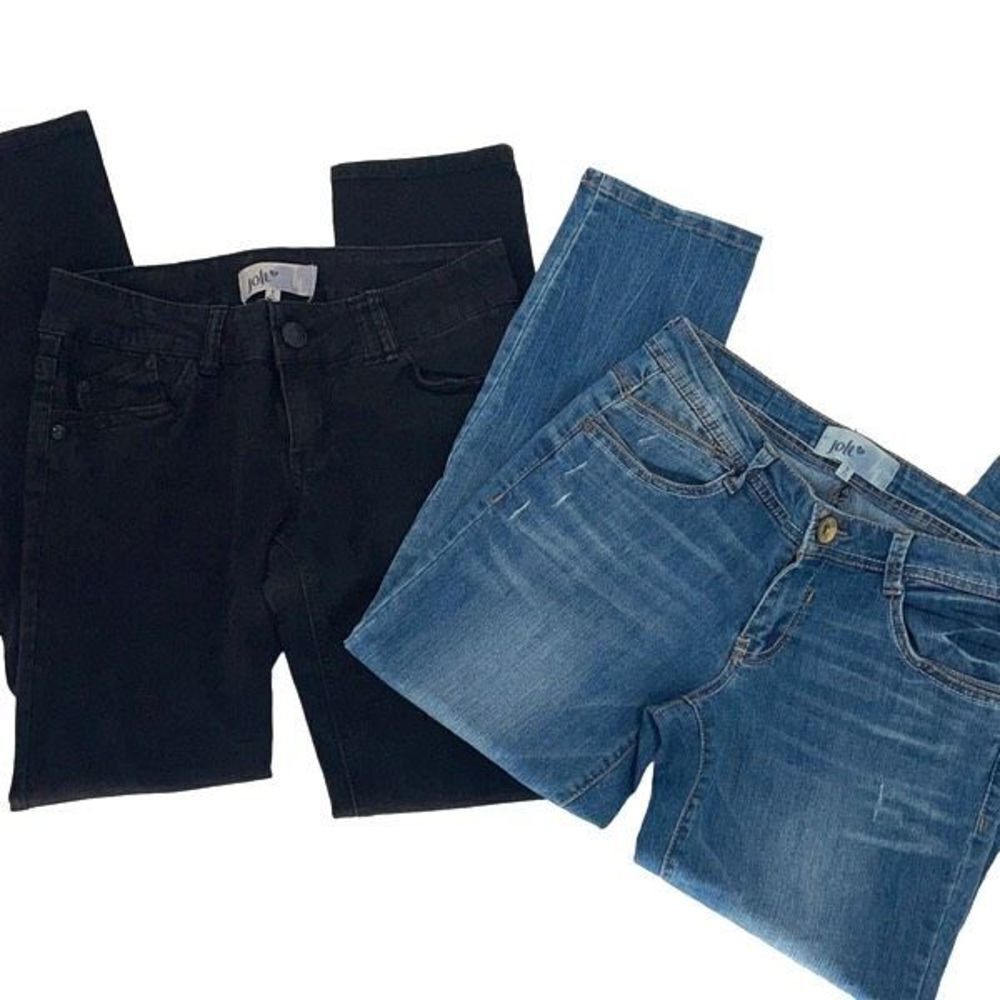 Jolt Womens Cotton Stretch Mid-Rise Skinny Jeans Black & Blue Size 9